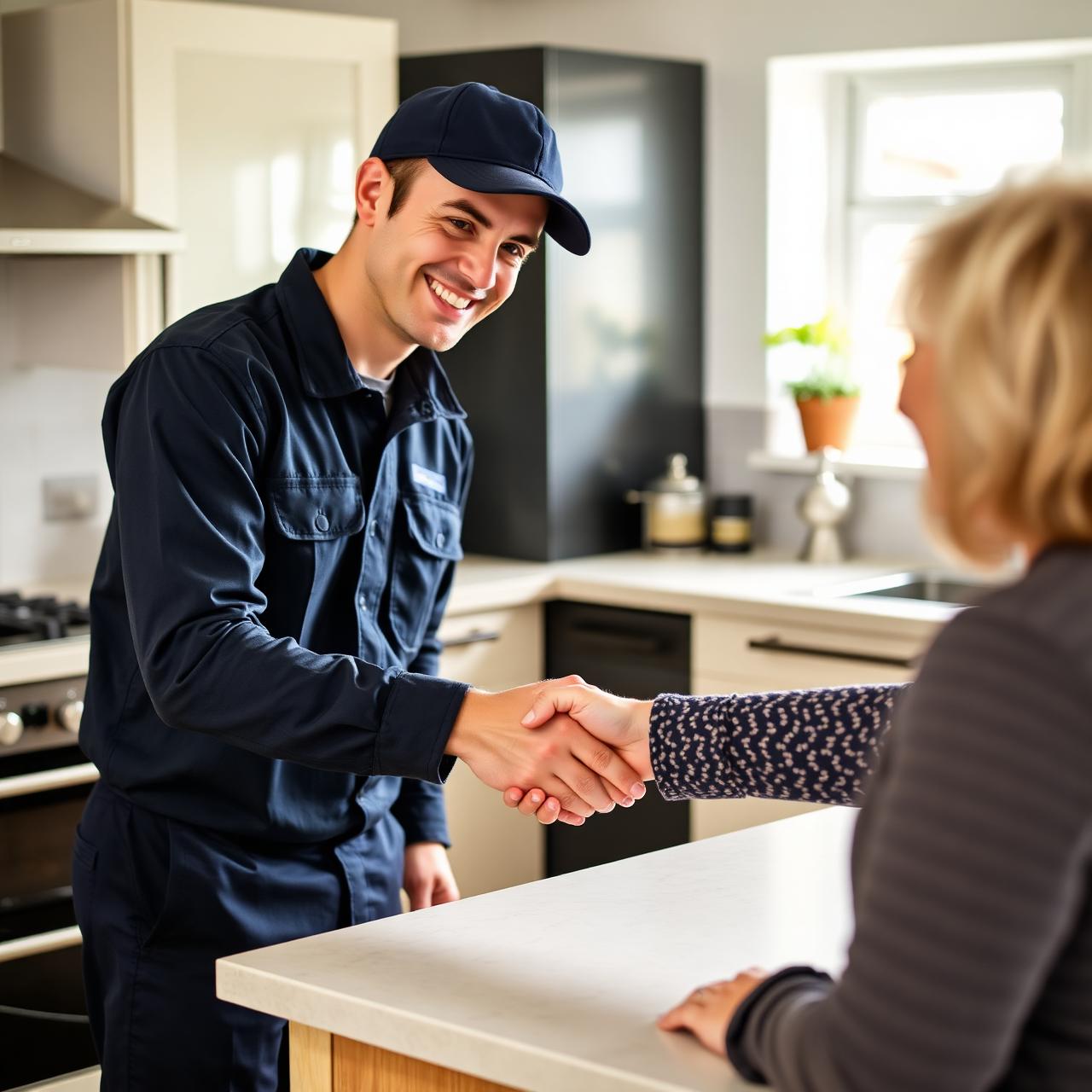 Mr Zahid, owner of Local Gas Engineers, with a Birmingham customer